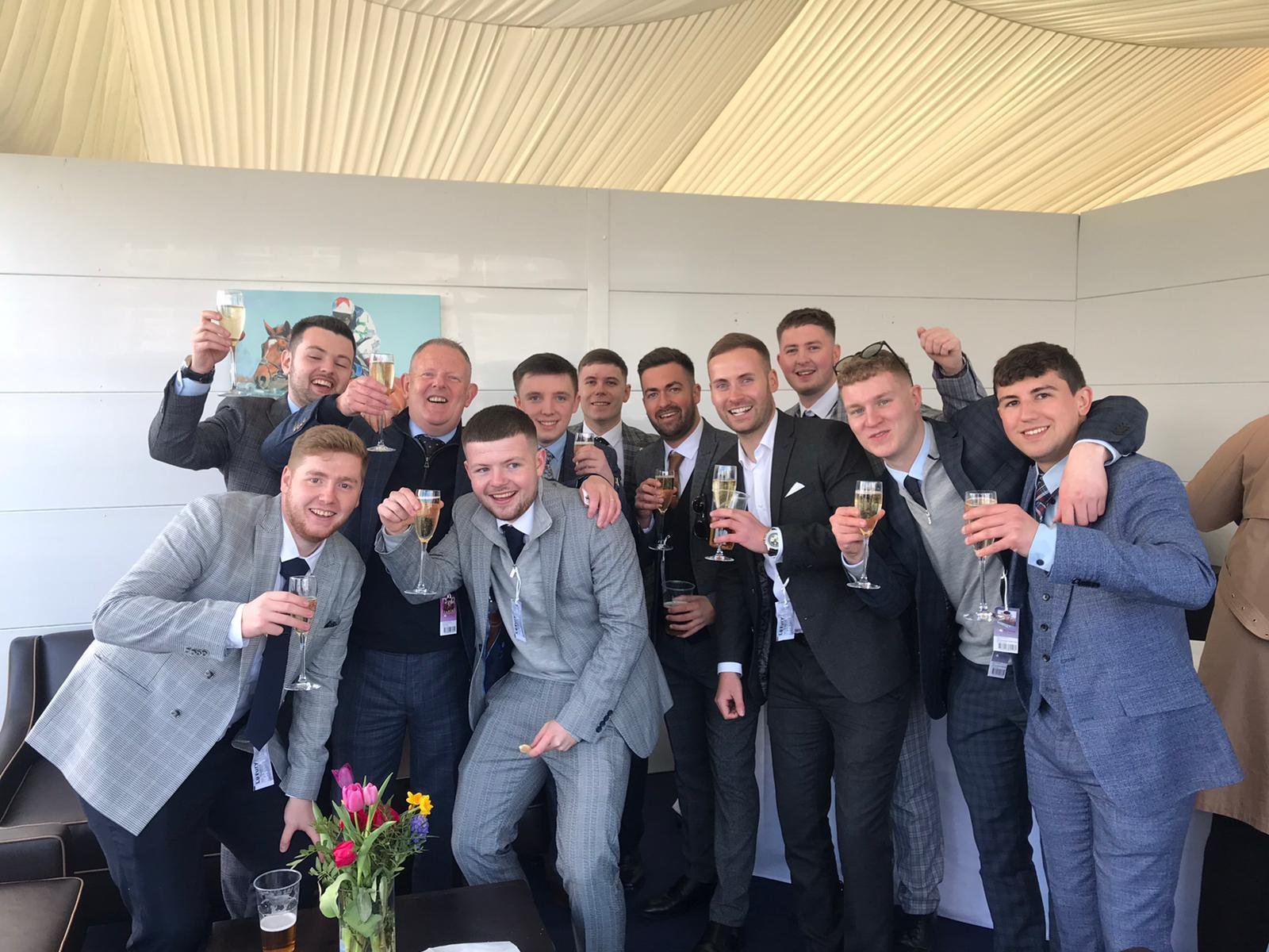 Celebrating after Getareason wins at Ayr on Scottish National Day